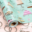 Retrify Reversible Wrapping Paper Roll - 17 Inch X 32.8 Feet - Colorful Cakes Diamond Ring Design Wedding Gift Wrap Paper for Bridal Shower, Engagement, Party, Celebration