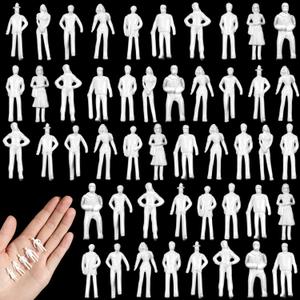 Namalu 50 Pcs 1: 75 Scale White Unpainted Mini People Figures Miniature People for Model Trains Architectural Standing and Sitting Mini Diorama Figures for Architectural Project
