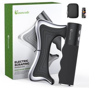 Heated Muscle Scraper, 3 Adjustable Intensity Modes with LED Display, 38-46 Warm Therapy & Vibration, Full Body Use Ergonomic Design, Rechargeable Wireless (Black)