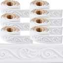 CRASPIRE 620 x 2in Crown Molding Peel and Stick Foam White Self Adhesive Flexible Trim 3D Sticky Vintage Decorative Wallpaper Border Wall Edging Foam Baseboard Mirror Border Wall Lines Hotel DIY Decor