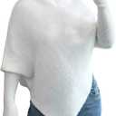 Verdusa Women's Cozy Asymmetrical Sweater Pullover Knit Tops Fall Clothes Elegant Luxury Outfits (White, M)