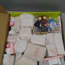 Kizfarm Wooden Dollhouse Furniture Set with 4 Family Dolls, 26 Pcs Pretend Play Dollhouse Accessories for 4 Rooms, Pink Furniture Toys Birthday Gifts for Girls Boys Age 3+