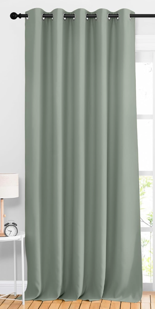 NICETOWN Blackout Large Bedroom Curtains 90 inches Long - Room Dividers Thermal Insulated Sound Dampening Grommet Window Treatments for Living Room (Sage Green, W66 x L90)