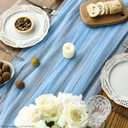 Artoid Mode Dusty Blue Gauze Table Runner 120 Inch 10FT, Seasonal Sheer Kitchen Dining Holiday Wedding Birthday Baby Shower Table Decor for Home Party