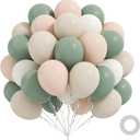 60pcs Sage Green Balloons 12inch with Sage Green Nude Sand White Balloons for Neutral Bridal Baby Shower Wedding Birthday Engagement Party Decorations