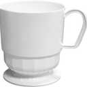 Party Essentials 8-Ounce Hard Plastic Coffee Cup/Tea Mug with Handle, 20-Count, Deluxe White