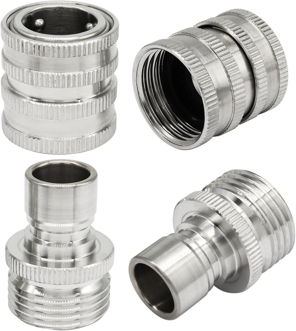 2 Pack Garden Hose Quick Connect, 3/4 Inch GHT Stainless Steel Water Hose Fitting