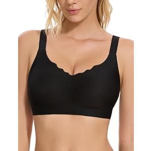 Bras for Women No Underwire, Wireless Bras with Support, Breathable Padded Bra Seamless Bras, Black XX-Large