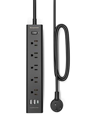iEcopower Power Strip 5AC Outlets with 3 USB Ports 2 Pack