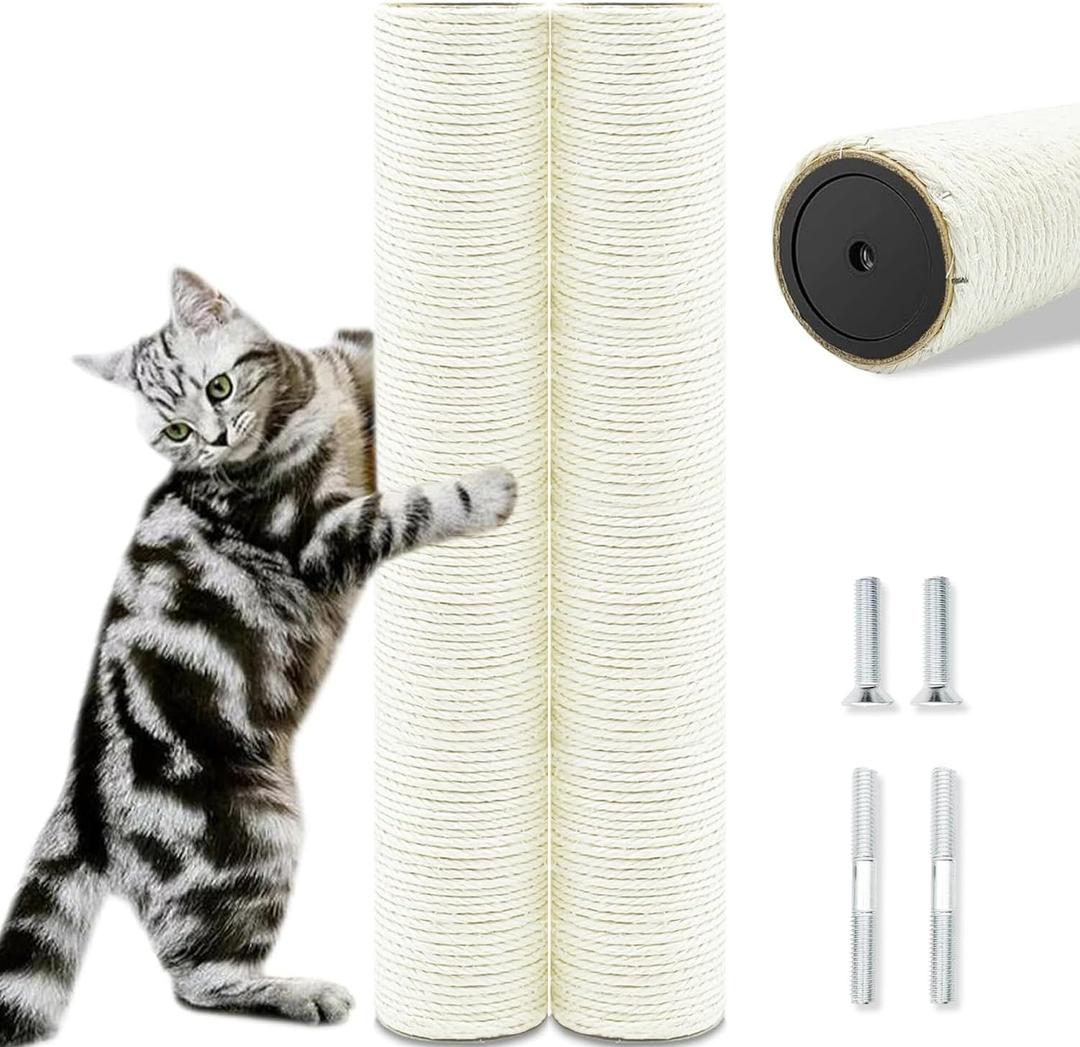 Cat Scratching Post Replacement Pole2 PCS 15.7in Cat Tree Replacement PostNatural Sisal Cat Tree Replacement Parts with M8 ScrewsCat Scratch Post Replacement for Refurbishment (15.7in/40cm)