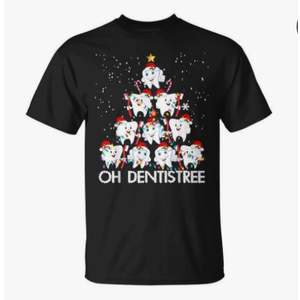 Oh Dentistree Toothbrush Teeth Xmas Lights Tree Christmas T-Shirt Size S
