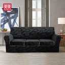 4 Pieces Velvet Embossing Sofa Cover 3 Cushion Couch Covers for Sofa Durable Soft Plush Sofa Slipcovers 3 Seater Washable Dog Cover for Couch (Black, Sofa)