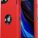 for iPhone SE Case 2022/2020,iPhone 8/7 [Shockproof] [Dropproof] [Dust-Proof] [Military Grade Drop Tested] with Non-Slip Removable iPhone SE 2022 Case 4.7 Inch-Red