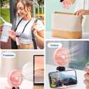 Portable Handheld Fan, 4000mAh Battery Operated Hand Fan with LED Display, 90Foldable Hand Held Fan with Base, USB Rechargeable Fan for Outdoor Indoor, Personal Mini Travel Fan for Women