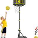 Kids Basketball Hoop GILIKOKO Adjustable Height 3.6 ft-6.2 ft Indoor Outdoor Toddler Plastic Basketball Goal Outside Yard Games Toys Gifts for Children (black)