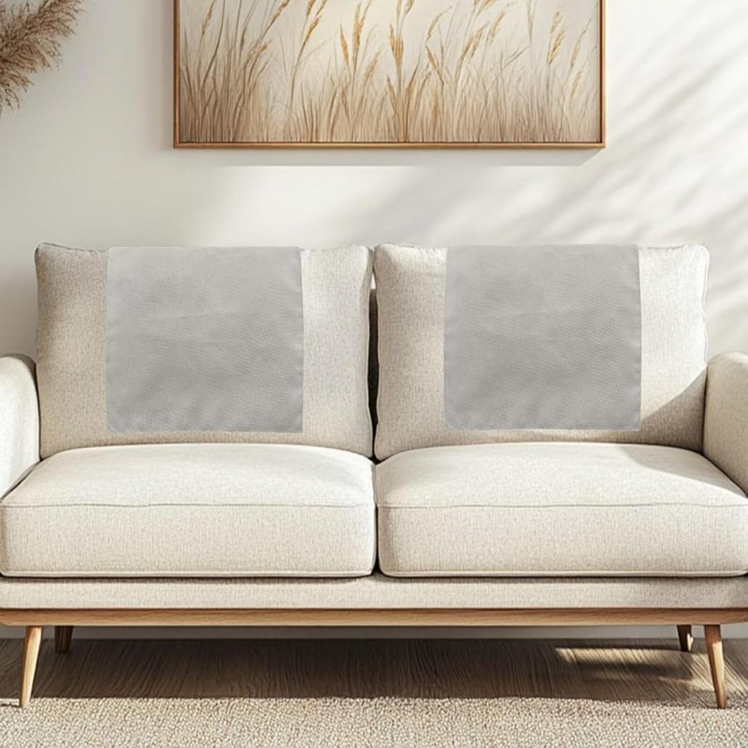 Grey Headrest Cover for Recliners Fabric Sofa Headrest Covers Non Slip Sofa Head Protector Furniture Protector for Recliner Slipcovers Set of 2