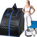 Portable Steam Sauna, Half Size Portable Sauna for Home, Sauna Tent Sauna Box with 3.0L Steamer, Remote Control, Folding Chair, 9 Levels
