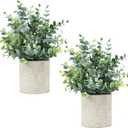 Velener 2 Pcs Small Fake Plants Eucalyptus, Artificial Plants Indoor for Shelf, Potted Eucalyptus Plants for Home/Bathroom/Pottery Barn/Desk/Farmhouse/Coffee Table Decor (Sage Green)