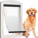 Dog Door for Door,Door for Large Dogs and Pets, Strong Plastic Doggy Door and Large Dog Door with Sliding Lock Panel and Magnetic Soft Flap(White, Large)