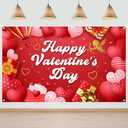 Avezano Happy Valentine's Day Backdrop Red Valentines Day Party Decorations Banner Love Heart Theme Valentines Banner for 14 February Party Decor (6x3.6ft)