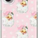 Pink Santa Phone Case Compatible with iPhone 17, Vintage Christmas Phone Cover for iPhone 17