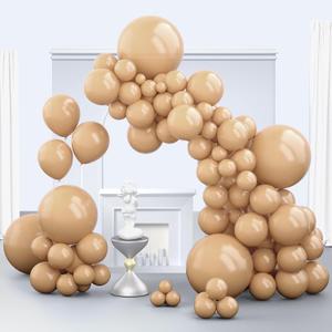 Light Brown Balloons, 150 pcs Different Sizes Pack of 18 Inch 12 Inch 10 Inch 5 Inch Tan Boho Neutral Balloons for Balloon Garland Balloon Arch as Birthday Party Wedding Decorations