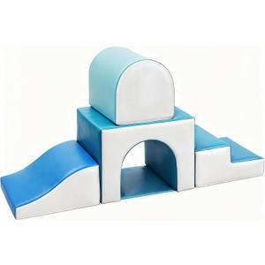 Sumbababy Foam Climbing Blocks for Toddlers: with a Tunnel - 4 PCS Foam Blocks - Kids Indoor Climbers Play Structures Play Gym Soft Climber with Slide and Stair Soft Playground Green, Large