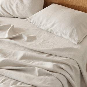 Bedsure Linen Sheets - Queen Size Bed, Blend from Linen Cotton Bedsheets, Breathable Cotton Bedsheets, Gifts for All Seasons, 4 Pieces, Linen
