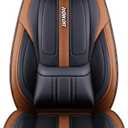 PU Leather Car Seat Covers, Universal Front 2 or Full 5 Seat Set, Waterproof Seat Protectors Easy Installation for Cars Trucks SUVs (Brown, Front Pair)