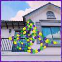 120 Pcs Mardi Gras Link Balloons Float Decor Bead Garland, 12 Inch and 6 Inch Latex Link Balloon Purple Yellow Green Linking Linkable for Mardi Gras Party Decoration Supplies