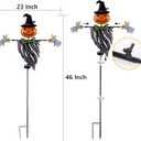 Juegoal 46 Inch Solar Halloween Decorations Yard Stake, Solar Powered Outdoor Lighted Metal Pumpkin Scarecrow Stake, Light Up Pumpkin Lantern Yard Sign for Autumn Haunted House Figurine Party Decor