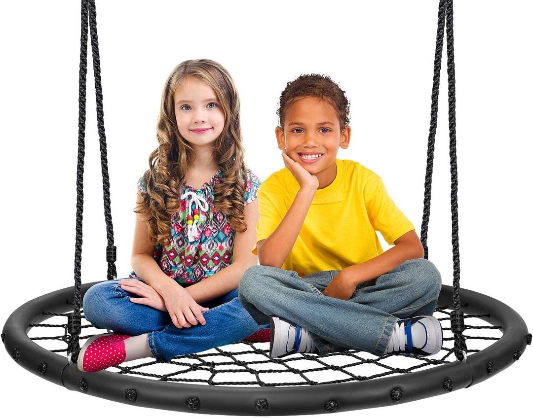 Sorbus Saucer Tree Swing- Kids Outdoor Disc Round Swing - 40" Heavy Duty 220lbs Seat- Easy Install Flying Saucer Web Circle Swing- Perfect for Gift,Playground, Birthday, Xmas, IndoorOutdoor Tire Swing