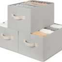 StorageWorks Storage Baskets for Shelves, Fabric Storage Bins, Closet Organization and Storage Baskets, Organizer Bins for Clothes, Light Gray, Large, 3-Pack