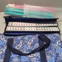 American Mahjong Game Set, 166 Quality White Tiles, 4 All-in-One Color Rack/Pushers, Mahjong Tile Set with Blue Printed Carrying Bag