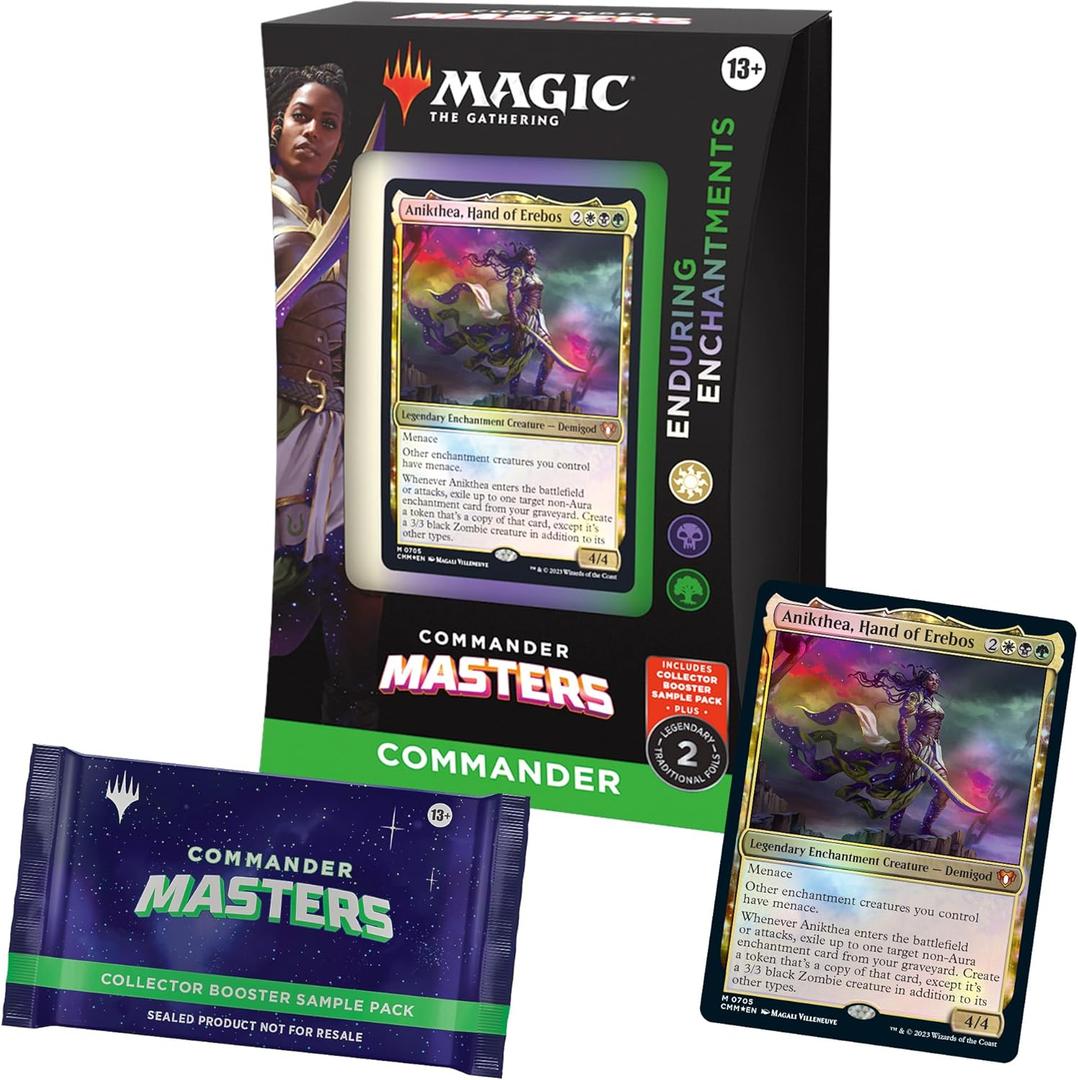 Magic The Gathering Commander Masters Commander Deck - Enduring Enchantments (100-Card Deck, 2-Card Collector Booster Sample Pack + Accessories)