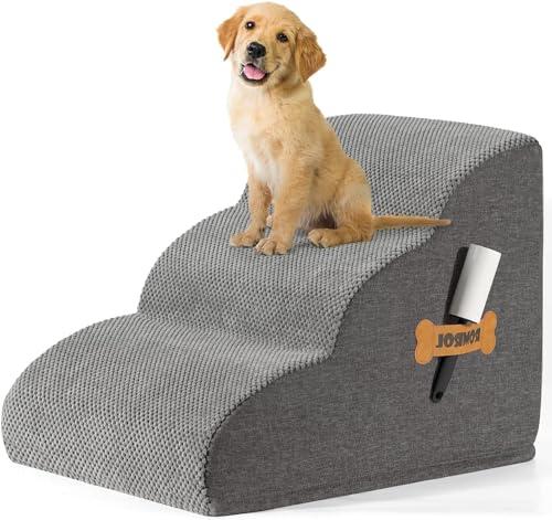 Romrol Dog Stairs Durable Non-Slip Waterproof Fabric Cover, Dog Slope Stairs for Small Dogs and Cats or Pets Friendly, 3-Tiers,15 Inch