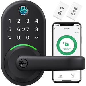 Smart Door Handle Lock with Keypad: Yamiry Fingerprint Smart Knob - Keyless Entry Digital Lock for Front Door - Deadbolt with APP - Generate Passcode Remotely - DIY Installation