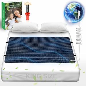 Grounding Mat for Bed, Grounding Pad for Sleep, Anti-Slip PU Leather Grounding Mattress with Grounding Cord, 27''76, King (Black)
