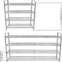 4 Tier Extendable Long Shoe Rack for Closet Shoe Organiser Strong and Sturdy Heavy Duty Metal Shoe Shelf Holds 20+ Pairs (60-100) x 22,5 x 61,5 cm