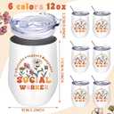 Sieral 6 Pcs Social Worker Gift 12oz Boho Stainless Steel Tumbler with Lid Thank You Coffee Mugs Bulk Social Worker Appreciation Gifts for Volunteers Staff Employee Retirement Gifts