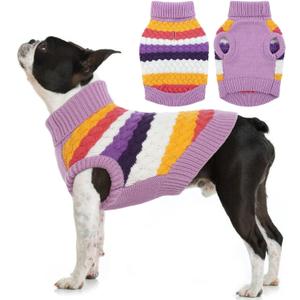 Kuoser Dog Sweater, Pet Cable Knitted Pullover Puppy Warm Clothes, Doggy Turtleneck Classic Knitwear Soft Thickening Doggie Outfit, Cold Weather Thermal Wear for Large Size Dogs, Blue 3XL (XXX-Large (Chest: 27.9''; Weight: 35- 58LB))