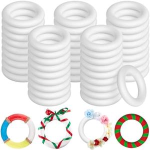 Juexica 48 Pcs 5.8 Inch Foam Wreath Forms for Crafts Foam Circles Ring Small Wreath Polystyrene Ring for Easter Wedding Home Flower Projects DIY Arts Crafts Supplies Easter Decorations