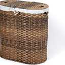 Seville Classics Premium Handwoven Portable Laundry Bin Basket with Carrying Handles, Household Storage for Clothes, Linens, Sheets, Mocha Brown, Oval Hamper