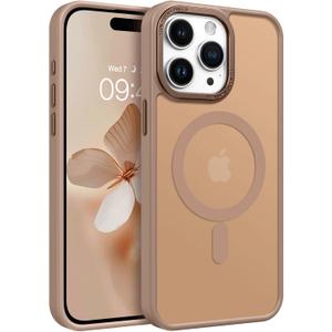 BENTOBEN Magnetic for iPhone 15 Pro Max Case,[Compatible with MagSafe] Translucent Matte Frosted Anti-Fingerprint Slim Shockproof Women Men Protective Cover Case for iPhone 15 Pro Max 6.7",Brown