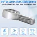 3/4" Heim Joint Rod End Bearing w/Jam Nut,RH 3/4"-16 Thread x 3/4" Bore Chromoly Panhard Rod End Kit for Steering, Suspension,Traction Bars,Links Joints-1Pk