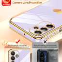 LeYi for Samsung Galaxy A15 5G Case: with Tempered Glass Screen Protector [2 Pcs]+Camera Lens Protection, Love Heart Plating Girly Luxury Shockproof Case for Samsung A15, Cute Present for Mom, Purple