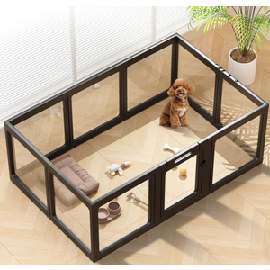 Clear Acrylic Dog Playpen Indoor Pet Pen, 24" H, Black, 10 Panels
Open View, Tool-free Setup, DIY Shapes, Versatile Use & Easy Cleaning Pen, Clear Dog Playpen for Small Dogs, Cats & Puppies