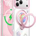 Peerock Summer Series 360 Spin Stand for iPhone 17 Pro Case (Compatible with MagSafe) [Military Drop Protection] Magnetic Clear Shockproof Protective for 17 Pro Phone Case 6.3'', Pink