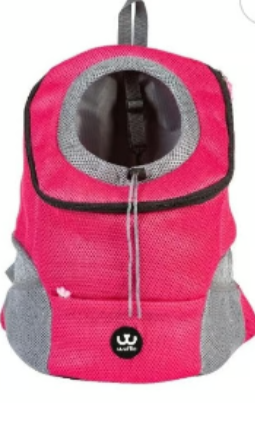 wuffie pet Carrier Backpack for Small, Medium and Large Dogs, Adjustable Breathable Oxford Fabric with mesh Window and Safety Belt (Pink, Medium) Set of 5.