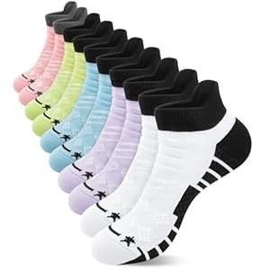 Loritta Womens Athletic Socks Low Cut Gym Workout Sports Ankle Socks Cushioned Running Socks 5 Pairs, B-Colorful Style